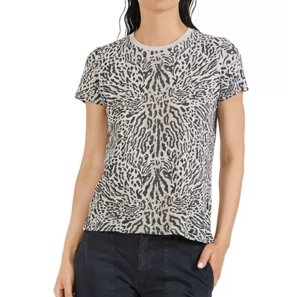 ATM Anthony Thomas Melillo Leopard Print Tee Shirt Short Sleeve Browns Cotton S - Picture 1 of 13